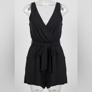 Lily Rose Elegant Black Romper with Pockets size Small